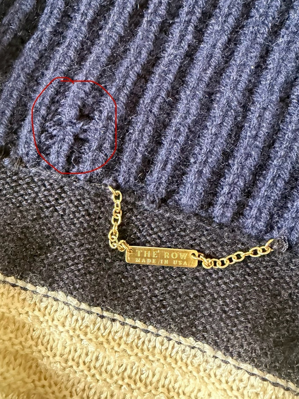 The Row Navy and Cream Striped Shawl Collar Cardigan - Picture 7 of 9